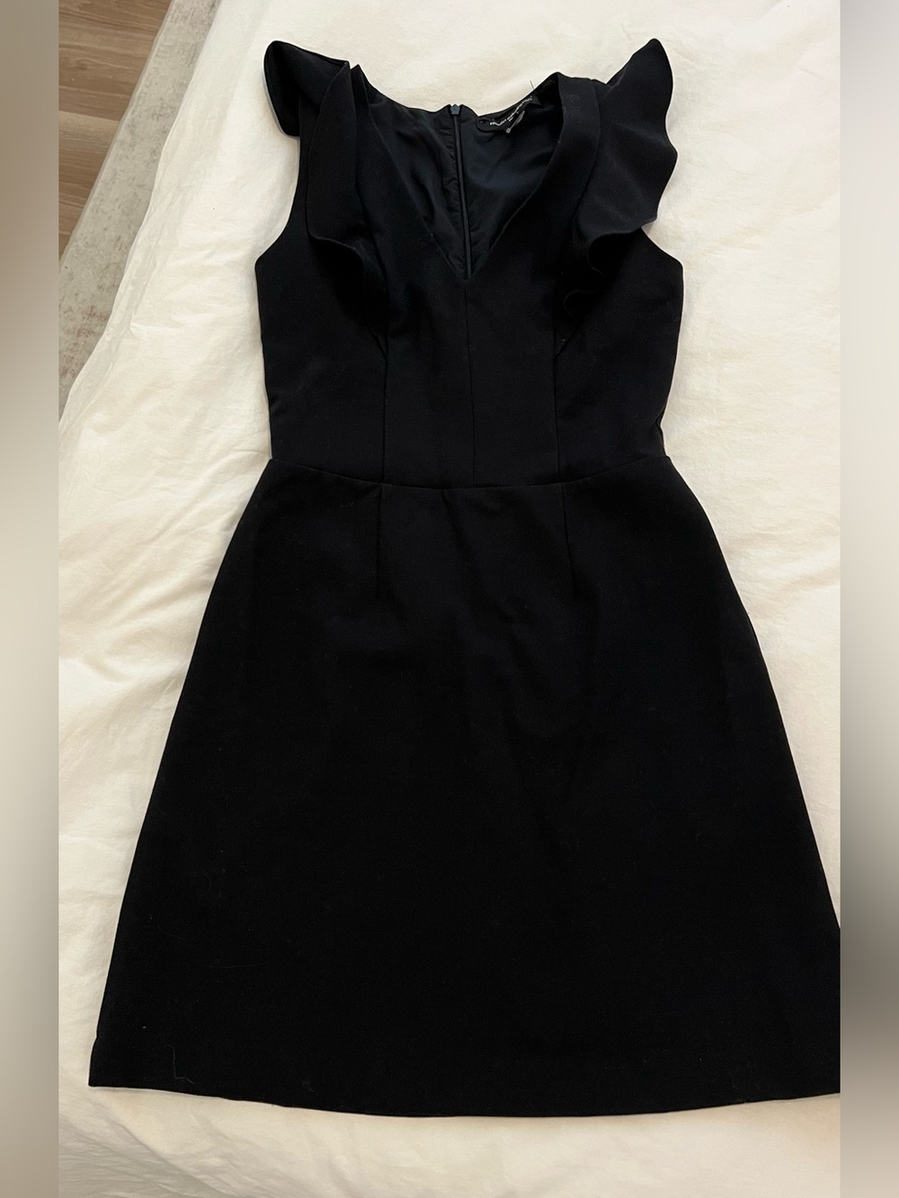 French Connection Black Ruffle-Sleeve Mini Dress